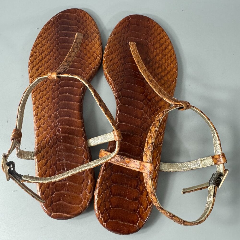 Avec Moderation Thong T-Strap Brown Python Skin S… - image 8